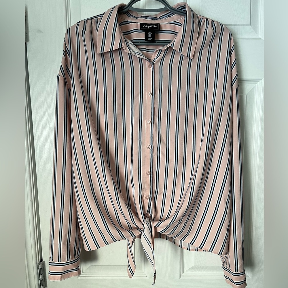 Heyton Large striped blouse, new without tags, pink and blue